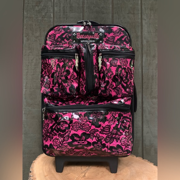 Betsey Johnson 90s Vintage Lace Rolling Suitcase - Picture 4 of 10